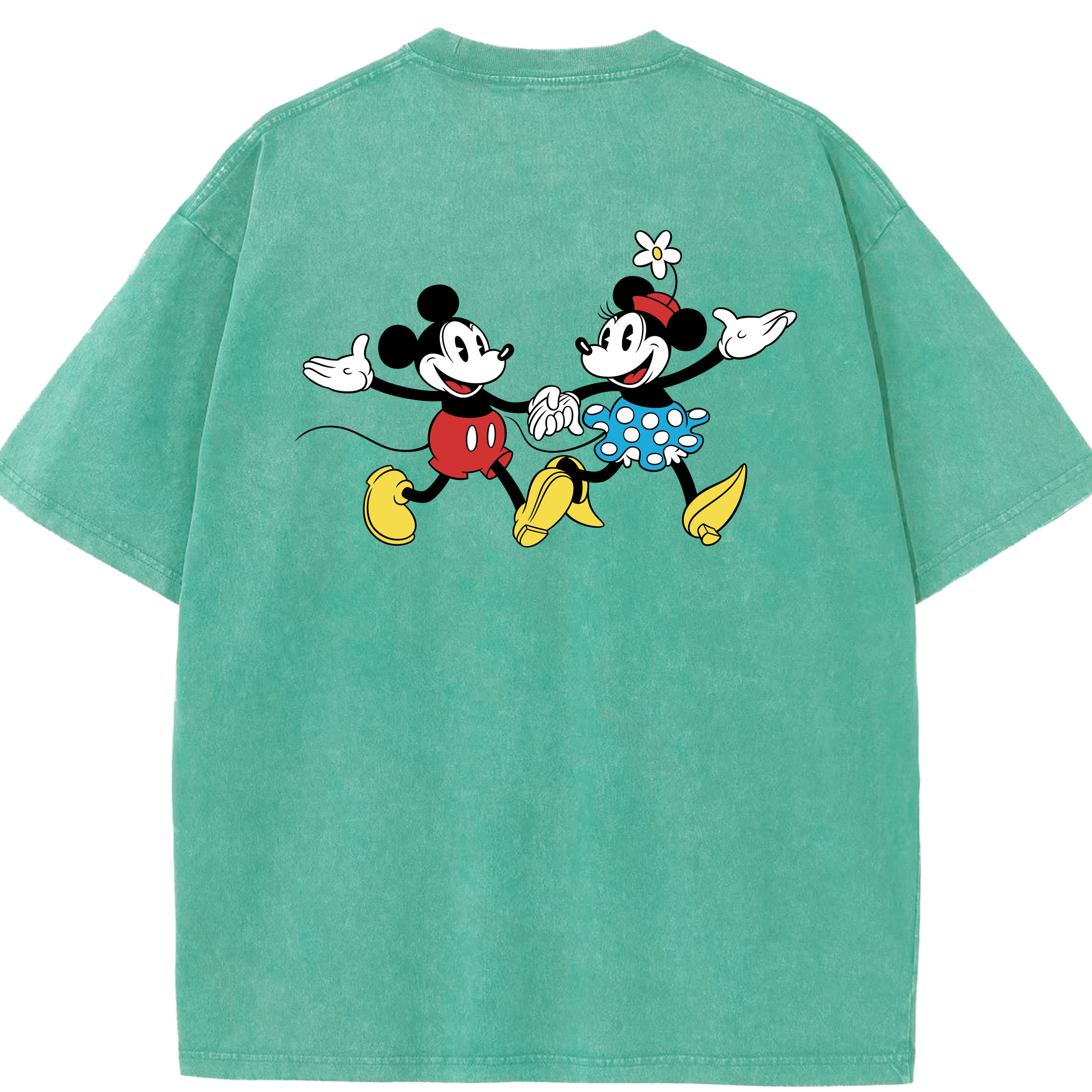 （画像用） ミッキーマウス Mickey Mouse 綿100% ヴィンテージ風 半袖Tシャツ（背面プリント）